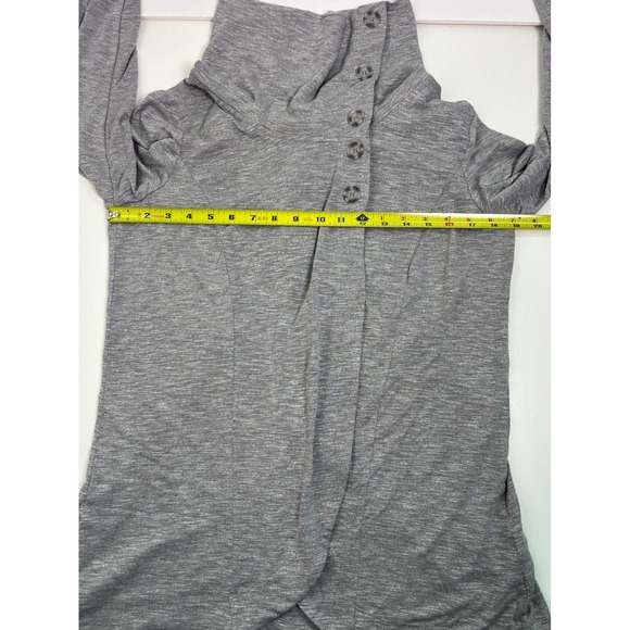 maurices Womens Gray Long Sleeve Asymmetrical Button Neck Top Size L - Picture 5 of 10